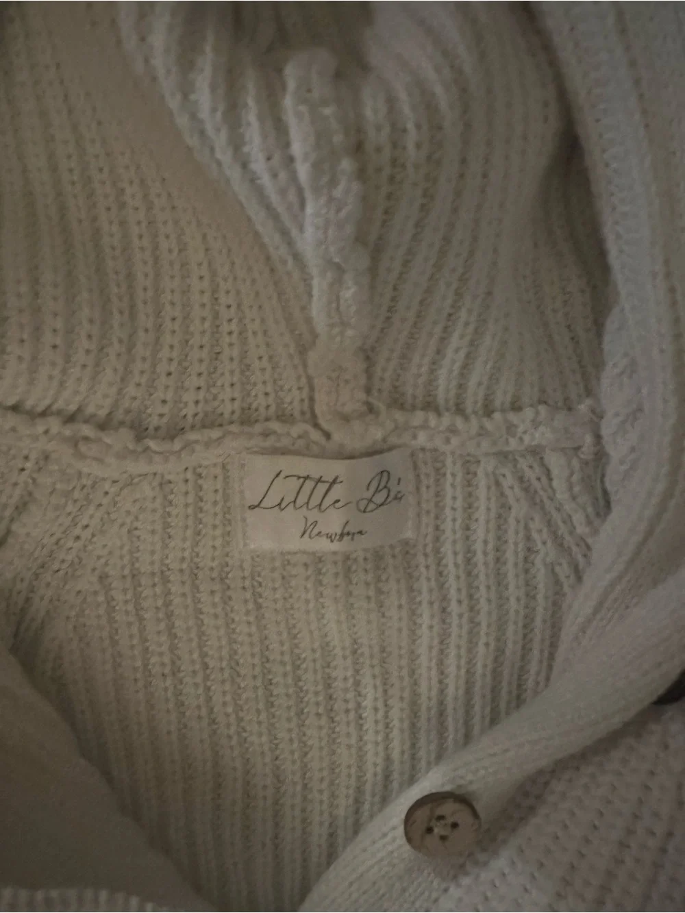 Little B’s knotted cotton classic hoodie in Milk color ( white/cream) Newborn
